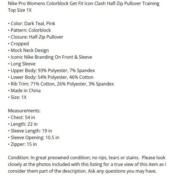 Nike Pro Womens 1X Colorblock Get Fit Icon Clash Half-Zip Training Sweatshirt - Picture 15 of 15